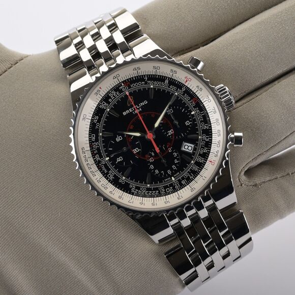 Serviced Breitling Navitimer Montbrilliant Legend A23350 Black Men's Watch B+P - Picture 3 of 14